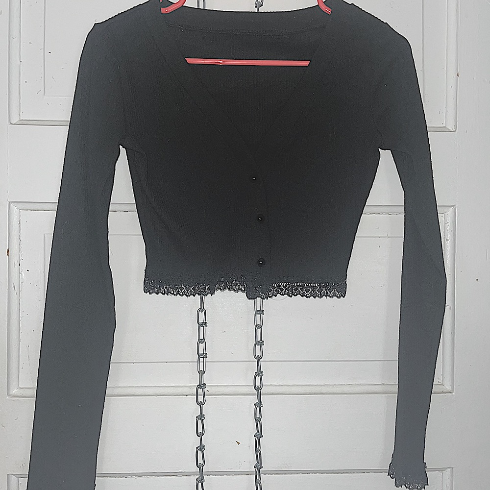 Cropped lace sweater